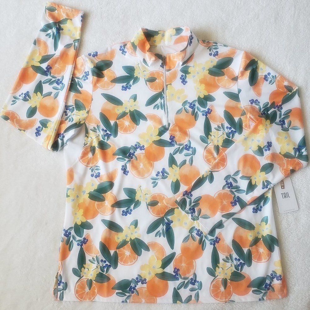 TAIL NWT Women's Fun in the Sun Happy Long Sleeve 3/4 Zip - Orange Crush - XXL